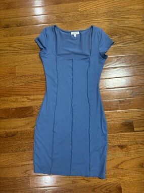 Better Be Slate Blue Mini Dress with Short Sleeves